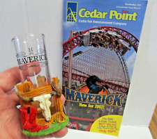 Cedar Point Amusement Park ~ 2007 MAVERICK Roller Coaster Shot Glass & Brochure picture