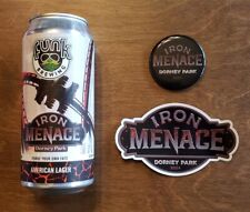 Dorney Park Iron Menace Roller Coaster Magnet, Button Pin & Empty Beer Can picture