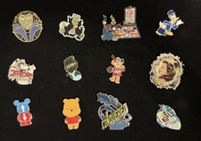 Lot Of 12 Disney Pins Goofy Belle Donald Maleficent Duffy Rock’n Roller Coaster picture