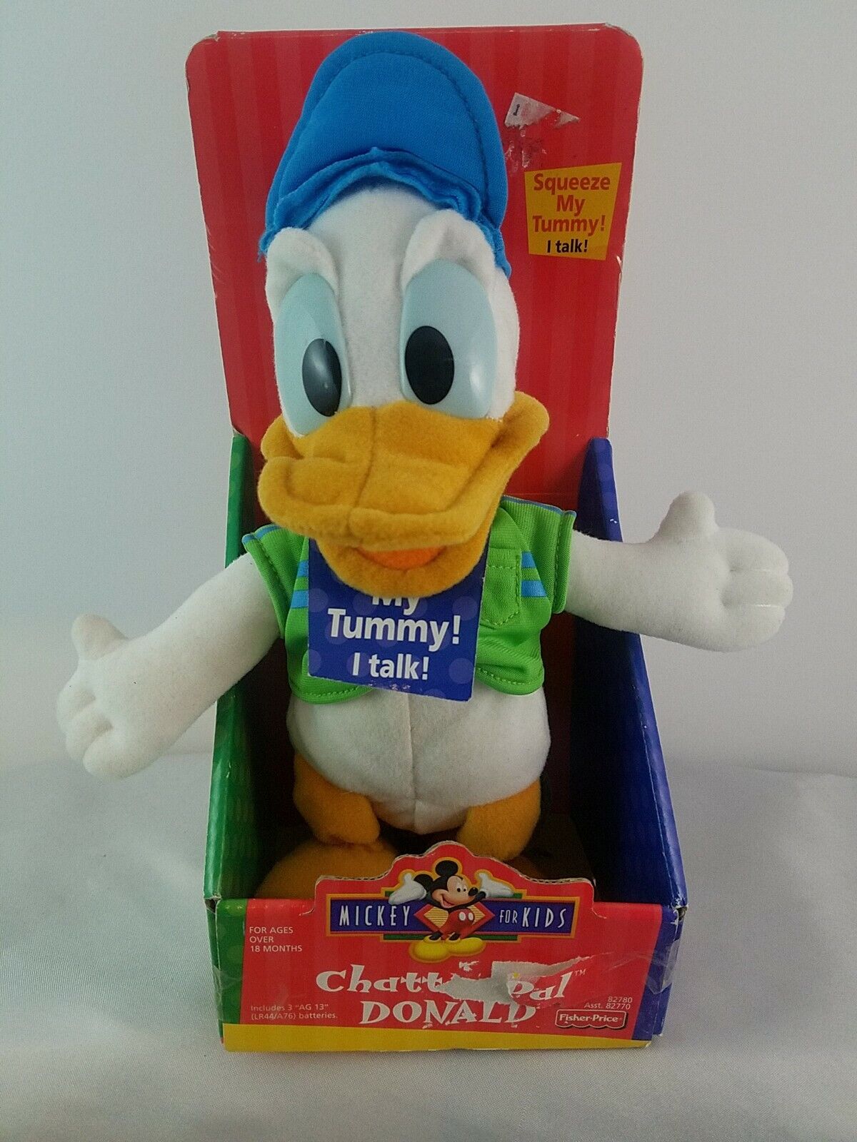 Vintage Fisher Price Chatter Pal Donald Duck Mickey For Kids Talking Plush Doll