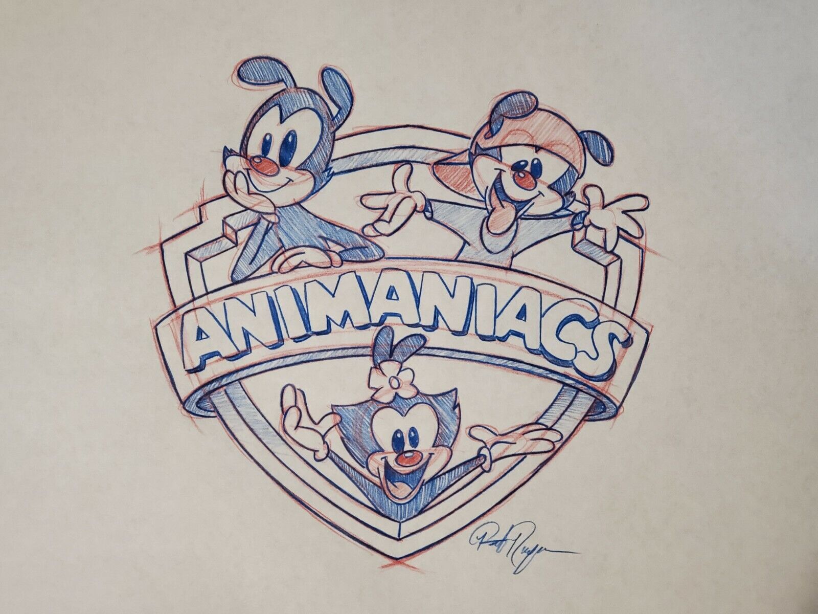 Animaniacs WB Warner Bros Amblin Hulu Drawing/sketch animation signed