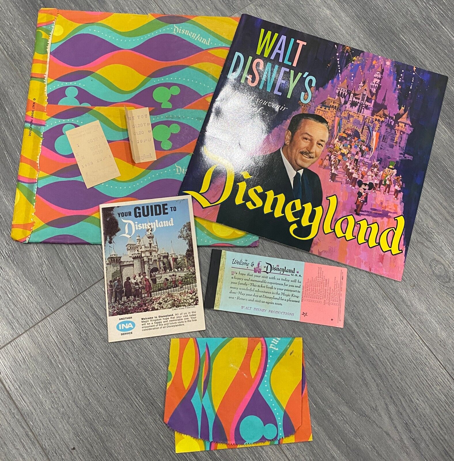 VTG Walt Disney's Disneyland Grouping (Booklets, Bags, Empty Ticket Book)