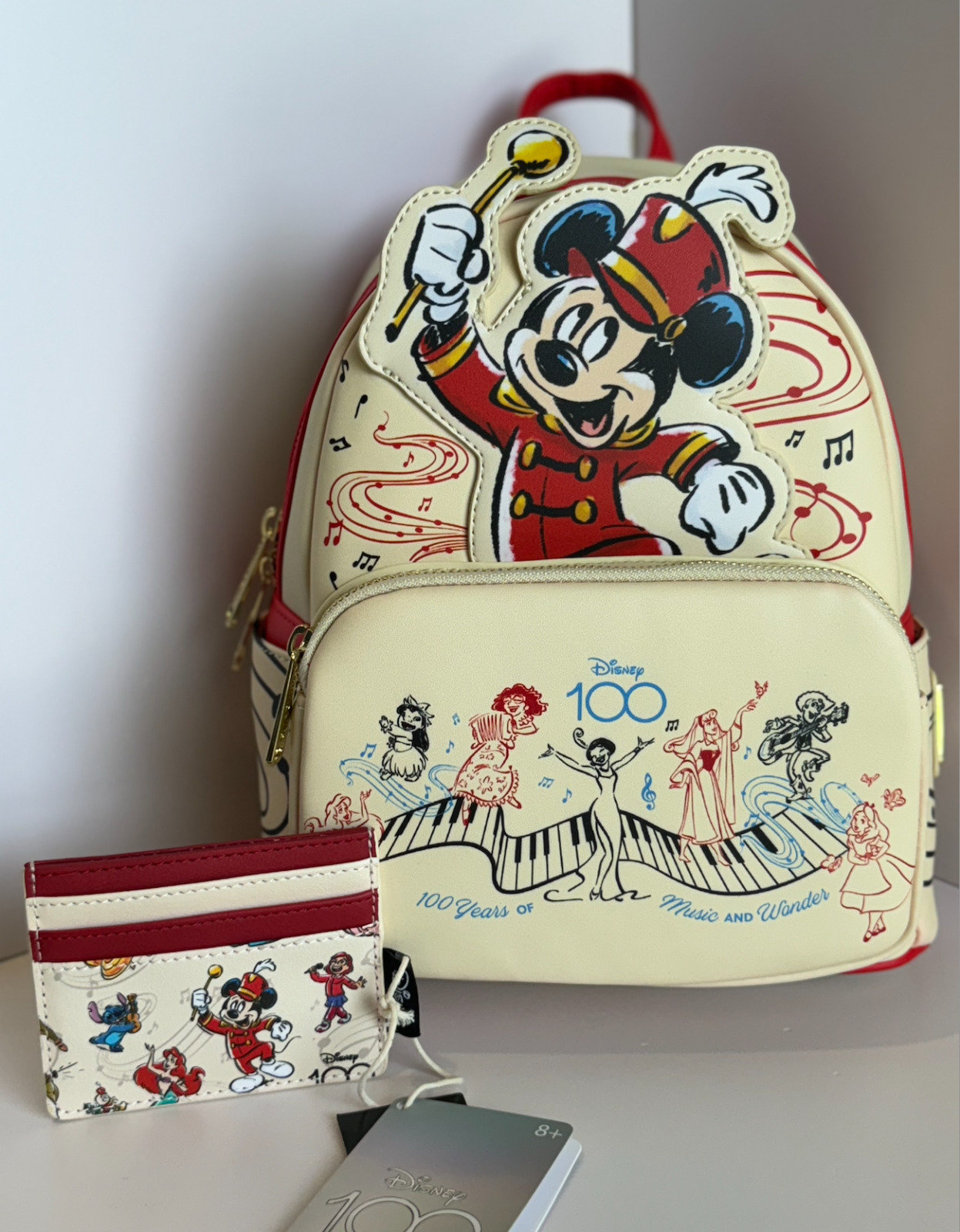 NEW Loungefly Disney100 Mickey Mouse Band Musician Backpack + Cardholder Wallet