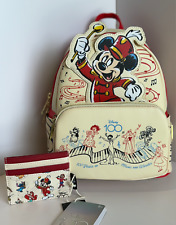 NEW Loungefly Disney100 Mickey Mouse Band Musician Backpack + Cardholder Wallet picture