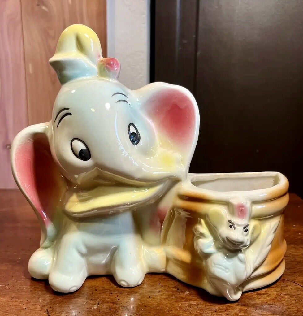 Vintage 1940s Walt Disney Productions Dumbo and Timothy planter 
