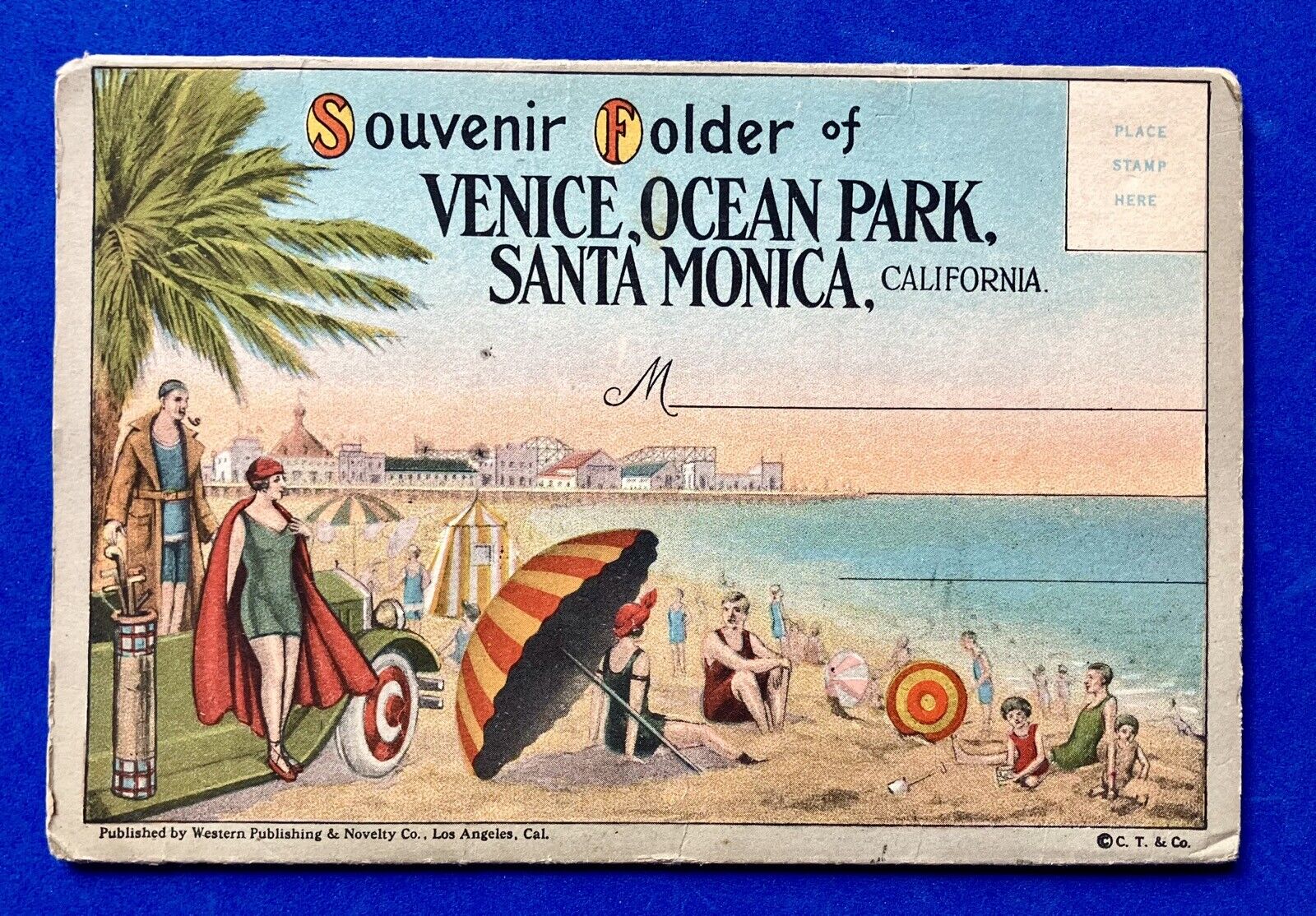 VENICE, OCEAN PARK,SANTA MONICA~ROLLER COASTER,MINI TRAIN ~postcard folder~1920s